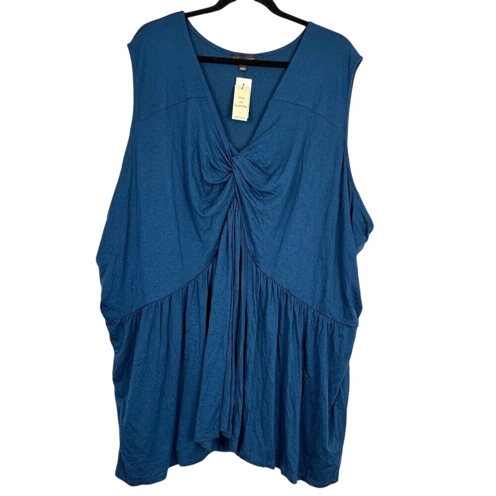 NWT Lane Bryant Illusion Collection Women's Top Size 38/40 Blue Knot Front Flowy